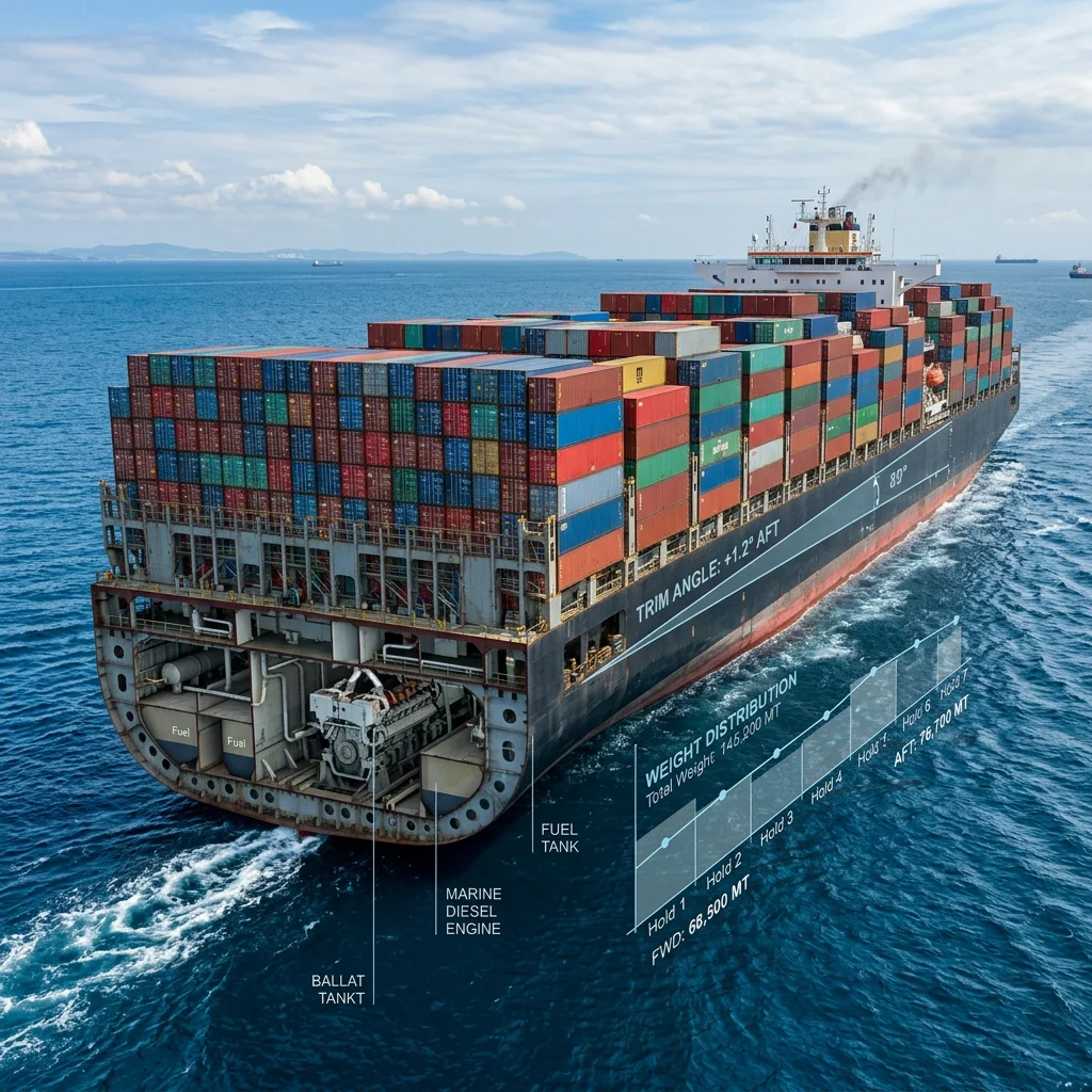 Container ship at port with cranes loading cargo